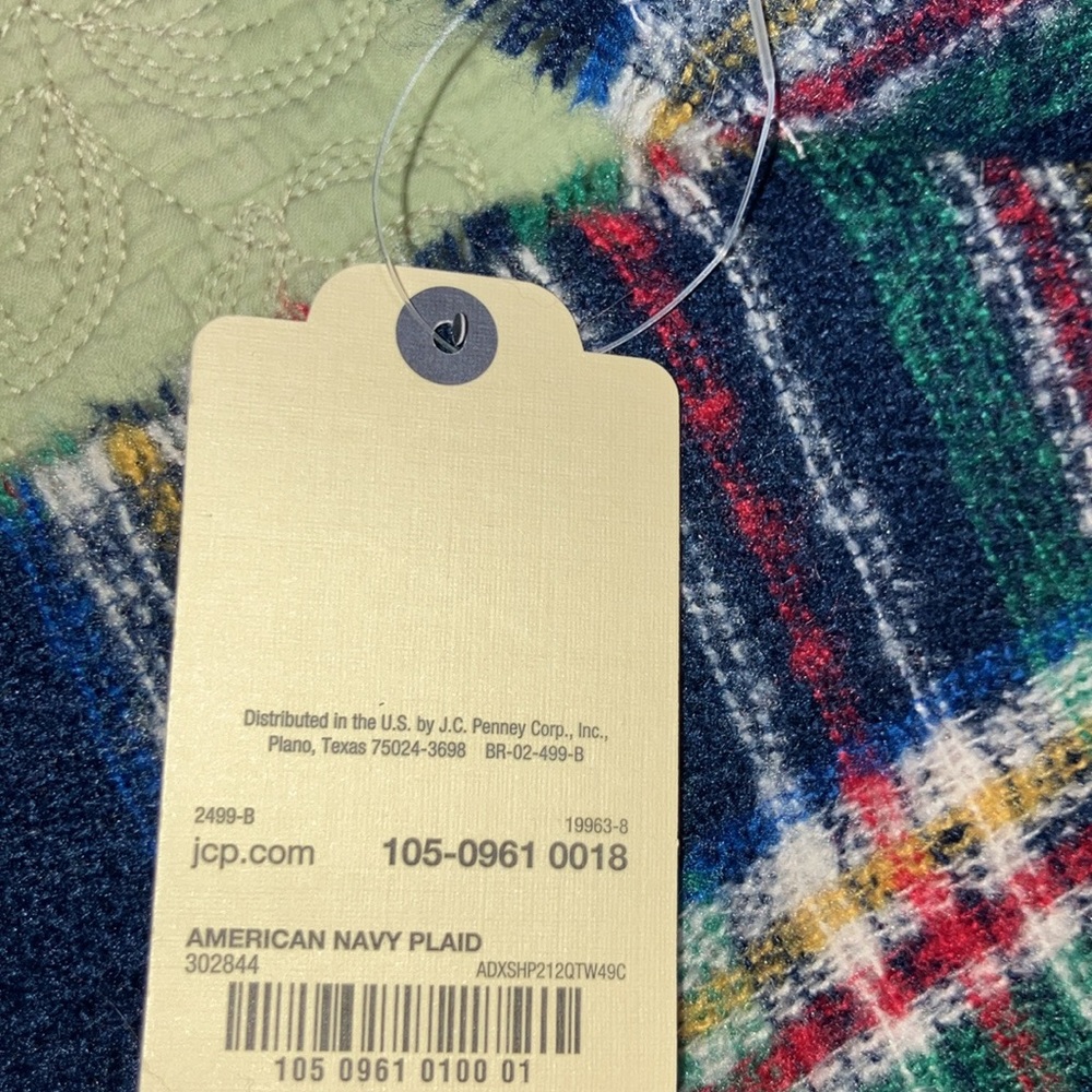 St. John's Bay Navy, Green & Red Plaid Scarf - Picture 5 of 5